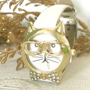 Cute Cat Watch / Kitty Faux Rhinestones watch